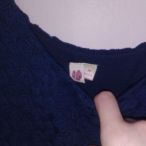 Navy Lace Dress with Textured Pattern